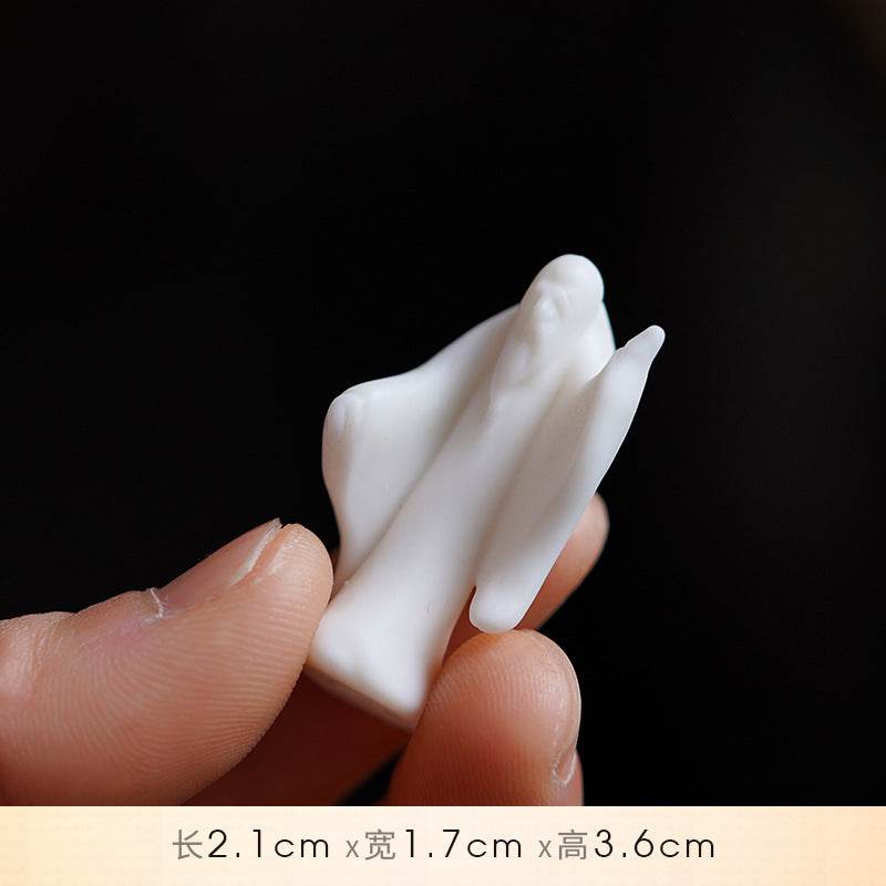 White Ceramic Zen Figurine Ornament - Tibetan Buddhist statue, view 10