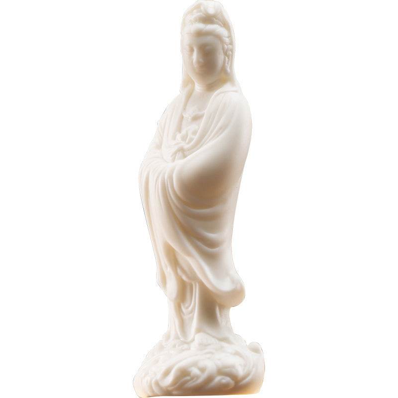 White Ceramic Zen Figurine Ornament - Tibetan Buddhist statue, view 5
