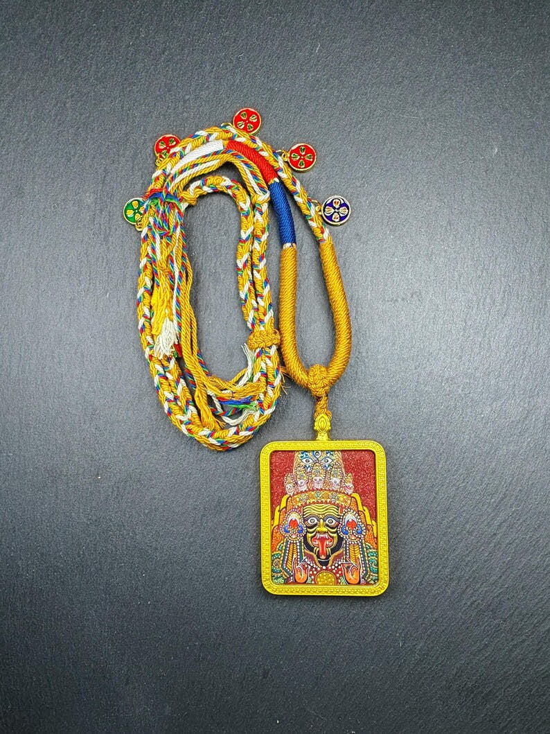 Hand-Painted Drashi Lhamo Amulet - Tibetan Buddhist amulet, view 5