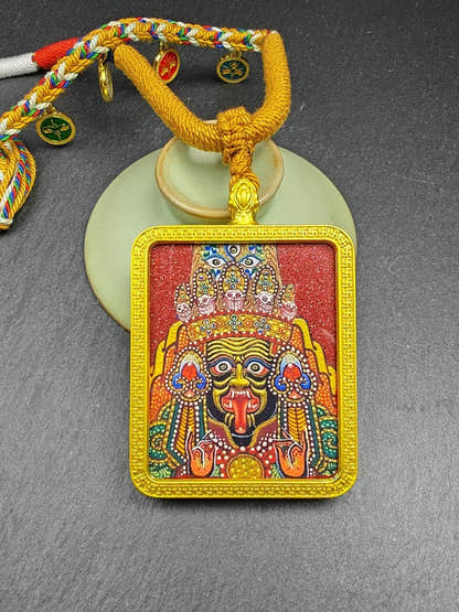 Hand-Painted Drashi Lhamo Amulet - Tibetan Buddhist amulet, view 7