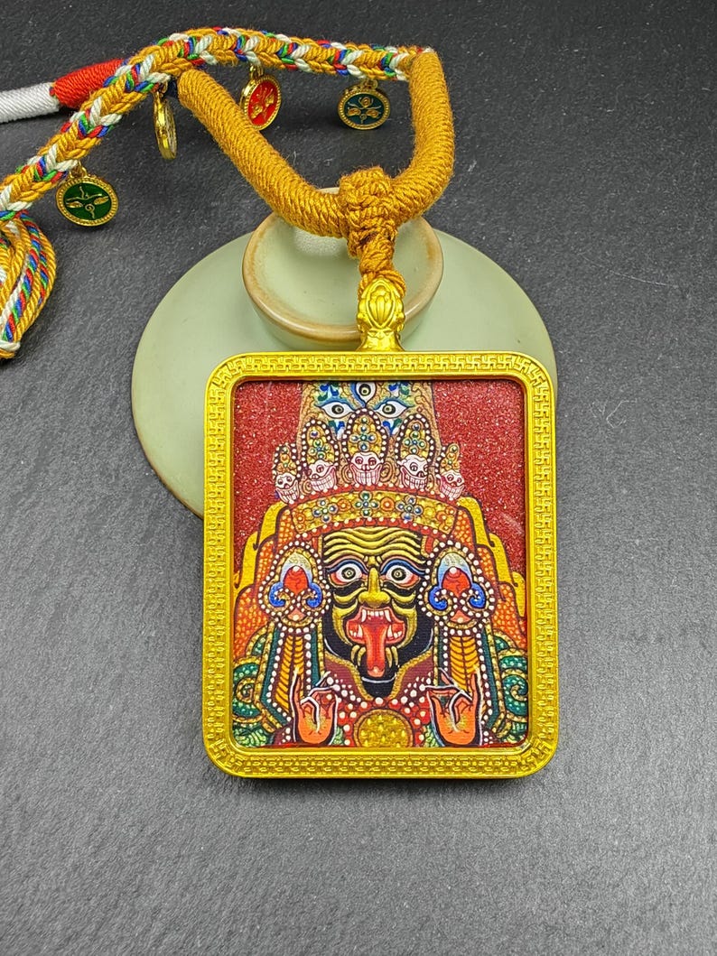 Hand-Painted Drashi Lhamo Amulet - Tibetan Buddhist amulet, view 7