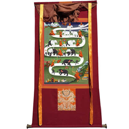 Samantha Tibetan Elephant Taming - Tibetan thangka painting, view 7