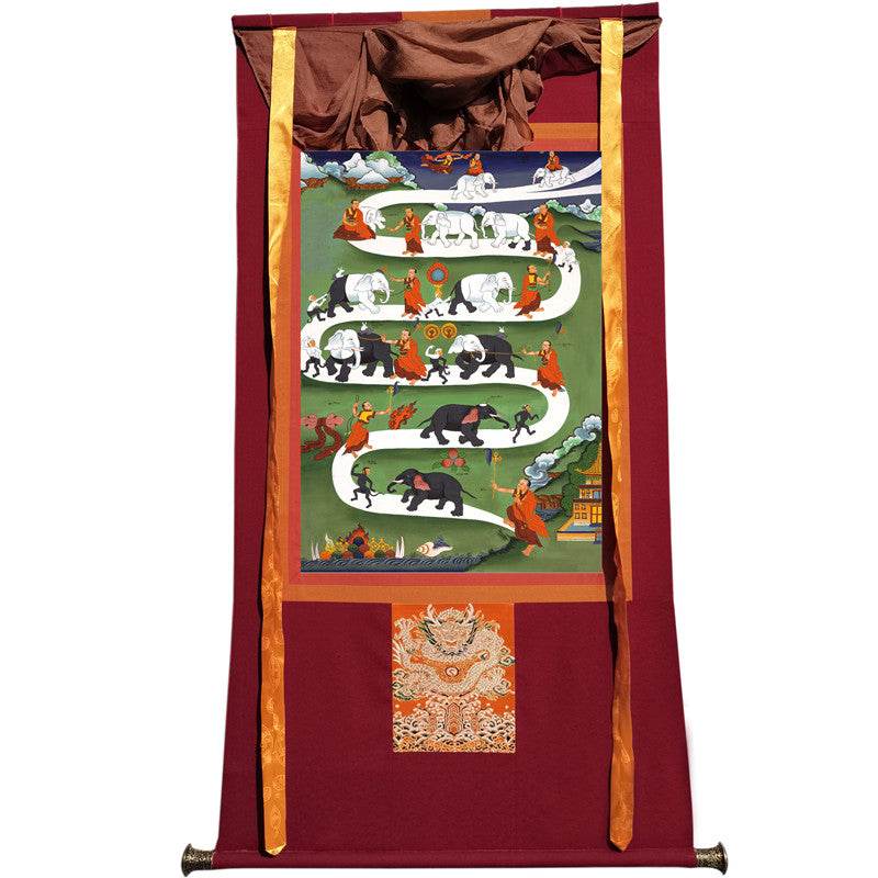 Samantha Tibetan Elephant Taming - Tibetan thangka painting, view 7