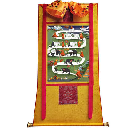 Samantha Tibetan Elephant Taming - Tibetan thangka painting, view 6