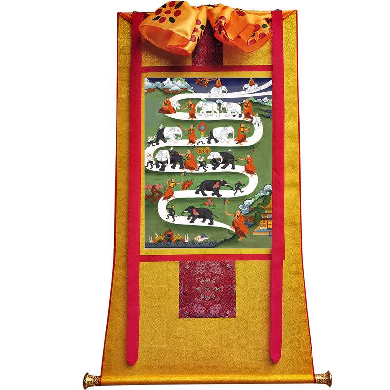 Samantha Tibetan Elephant Taming - Tibetan thangka painting, view 6