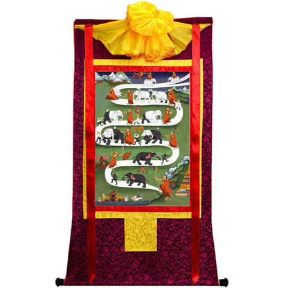 Samantha Tibetan Elephant Taming - Tibetan thangka painting, view 5