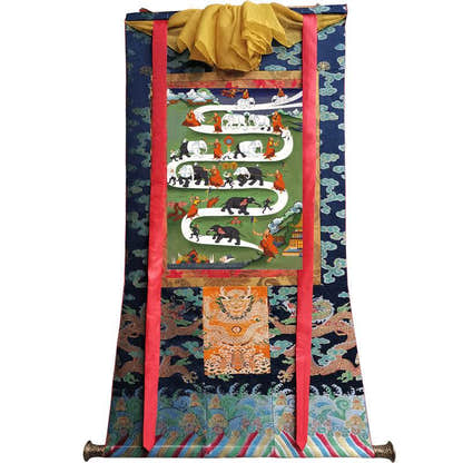 Samantha Tibetan Elephant Taming - Tibetan thangka painting, view 8