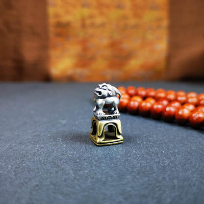 Snow Lion Kalachakra Seal,0.9" - Tibetan Buddhist art, front view