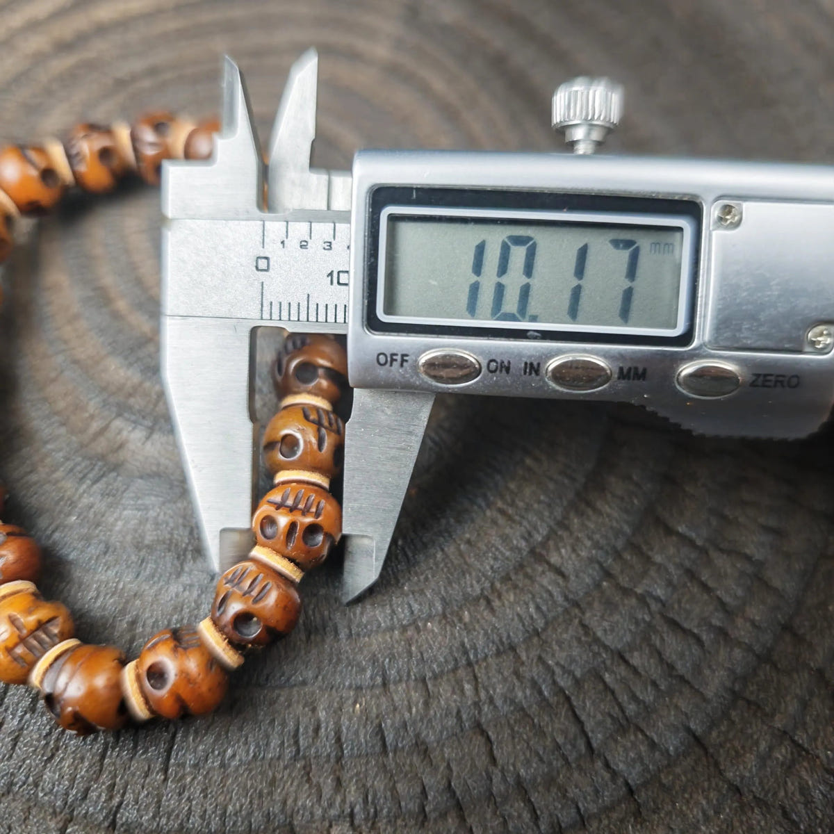 Tibetan Yak Bone Mala Beads Bracelet | Hand-Carved Citipati Skull Amulet for Meditation Prayer | Spiritual Gift for Him Her