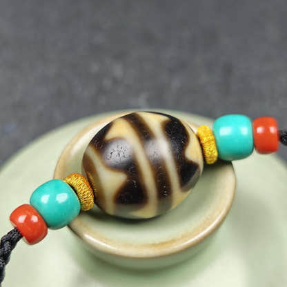 Tiger Tooth Dzi Bead Necklace - Tibetan Buddhist bead necklace, view 8