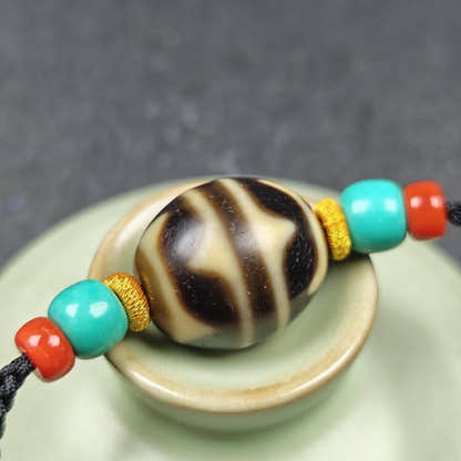Tiger Tooth Dzi Bead Necklace - Tibetan Buddhist bead necklace, view 9