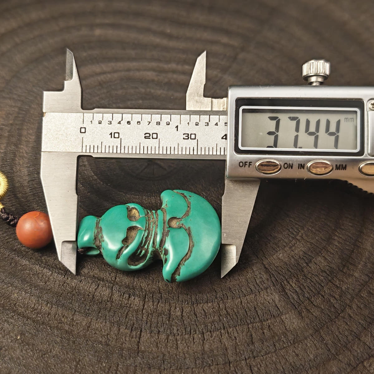 Turquoise Citipati Skull Kartika - Authentic Tibetan Amulet - Protective Charm - Decades Old - 37×27mm