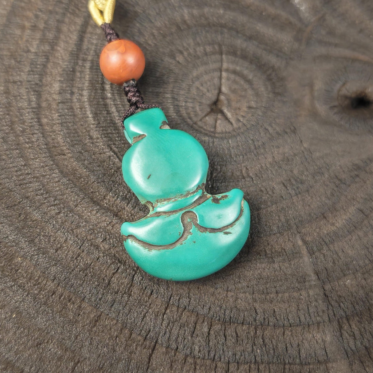 Turquoise Citipati Skull Kartika - Authentic Tibetan Amulet - Protective Charm - Decades Old - 37×27mm