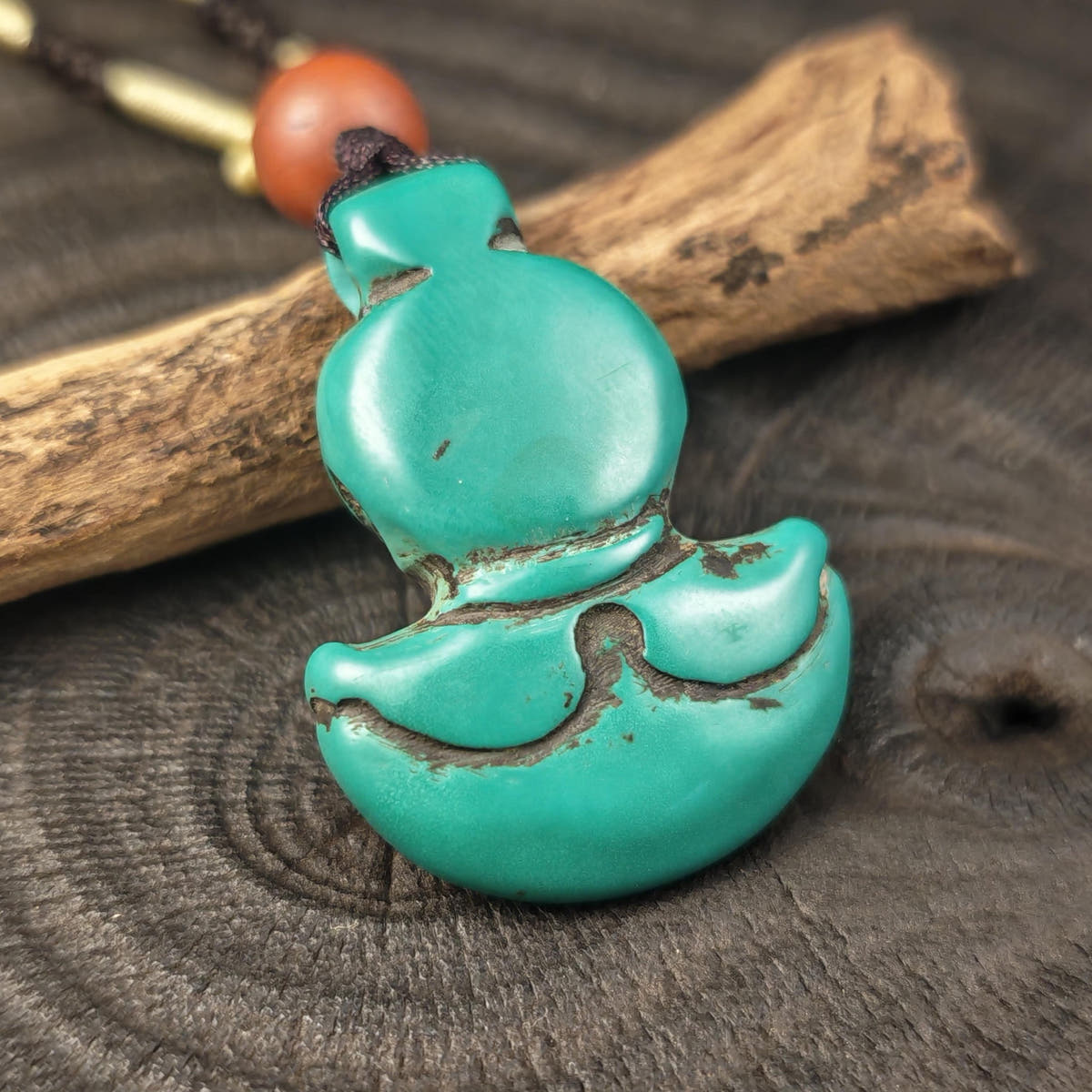 Turquoise Citipati Skull Kartika - Authentic Tibetan Amulet - Protective Charm - Decades Old - 37×27mm