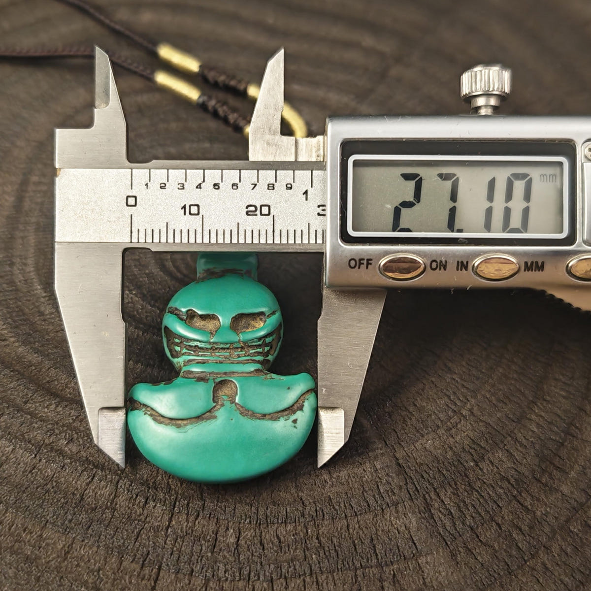 Turquoise Citipati Skull Kartika - Authentic Tibetan Amulet - Protective Charm - Decades Old - 37×27mm