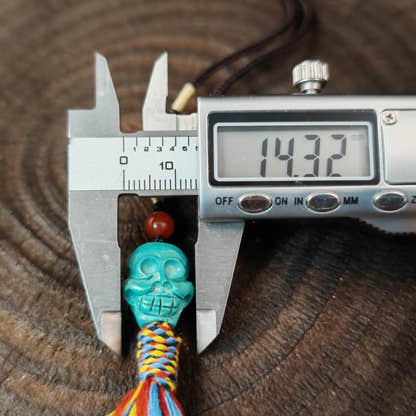 Turquoise Citipati Skull Pendant Decades Old - 18mm - Tibetan Buddhist amulet, size reference