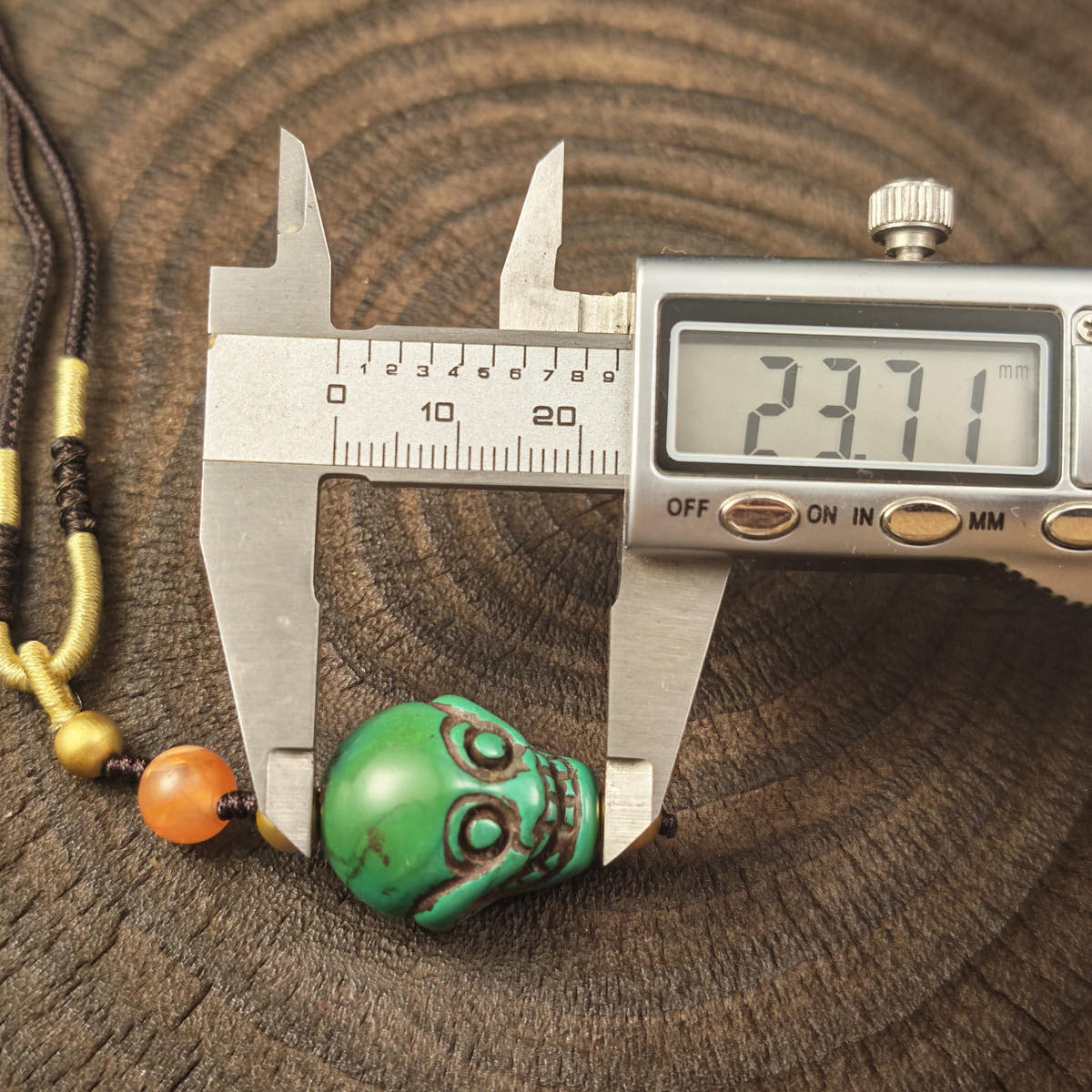 Turquoise Citipati Skull Pendant - Authentic Tibetan Amulet - Protective Charm - Decades Old - 23mm × 20mm