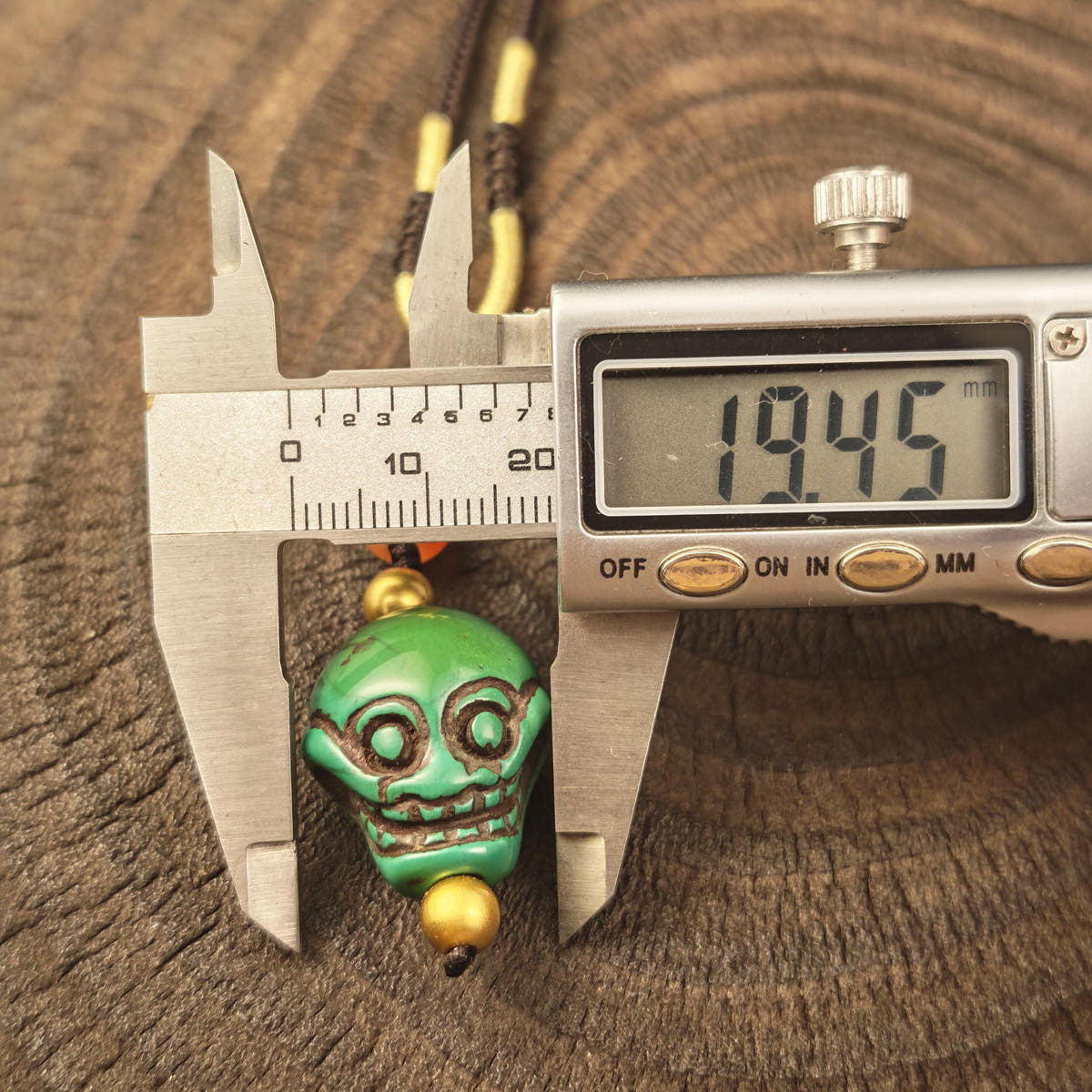 Turquoise Citipati Skull Pendant - Authentic Tibetan Amulet - Protective Charm - Decades Old - 23mm × 20mm