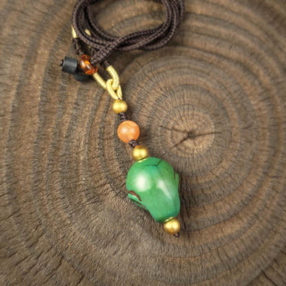 Turquoise Citipati Skull Pendant - Authentic Tibetan Amulet - Protective Charm - Decades Old - 23mm × 20mm