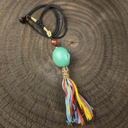 Turquoise Citipati Skull Pendant - Authentic Tibetan Amulet - Protective Charm - Decades Old - 26mm × 22mm