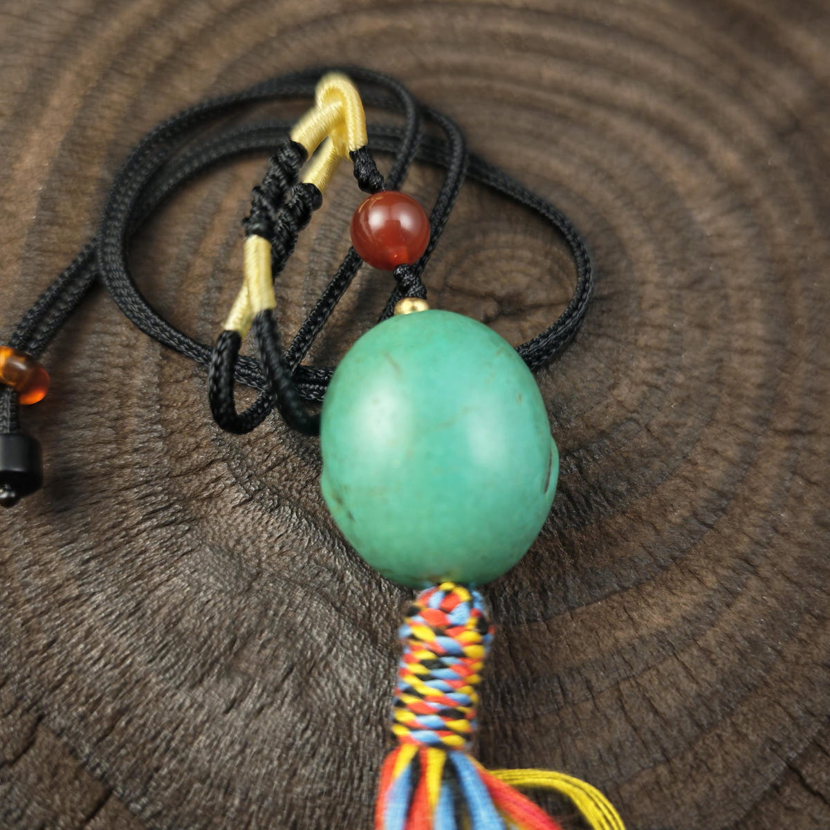 Turquoise Citipati Skull Pendant - Authentic Tibetan Amulet - Protective Charm - Decades Old - 26mm × 22mm