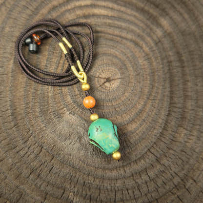 Turquoise Citipati Skull Pendant - Authentic Tibetan Protective Amulet - Decades Old - 23mm × 20mm