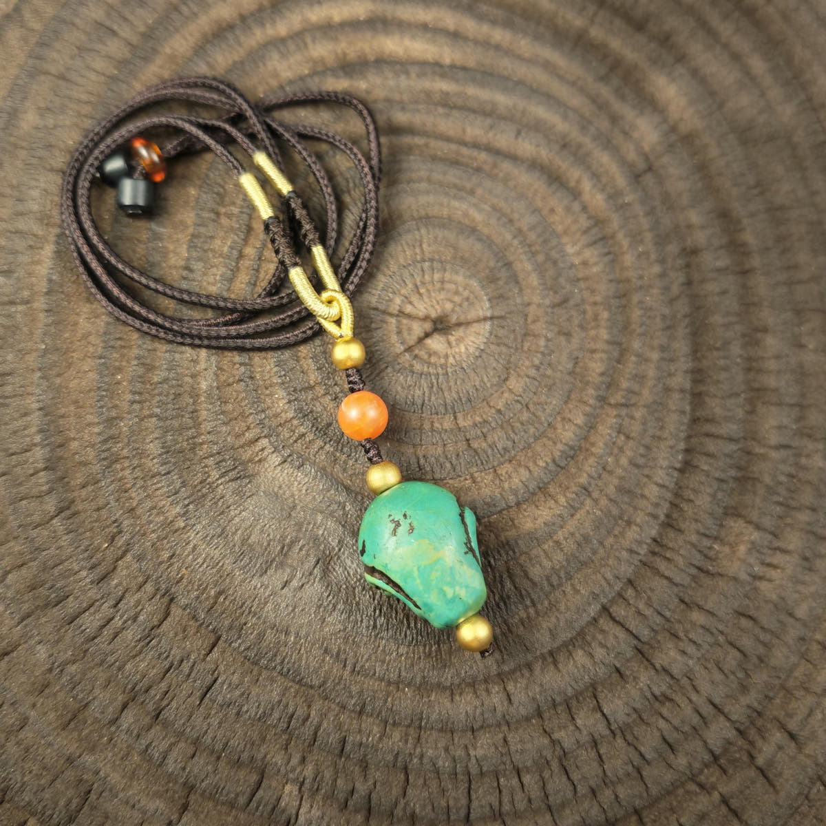 Turquoise Citipati Skull Pendant - Authentic Tibetan Protective Amulet - Decades Old - 23mm × 20mm