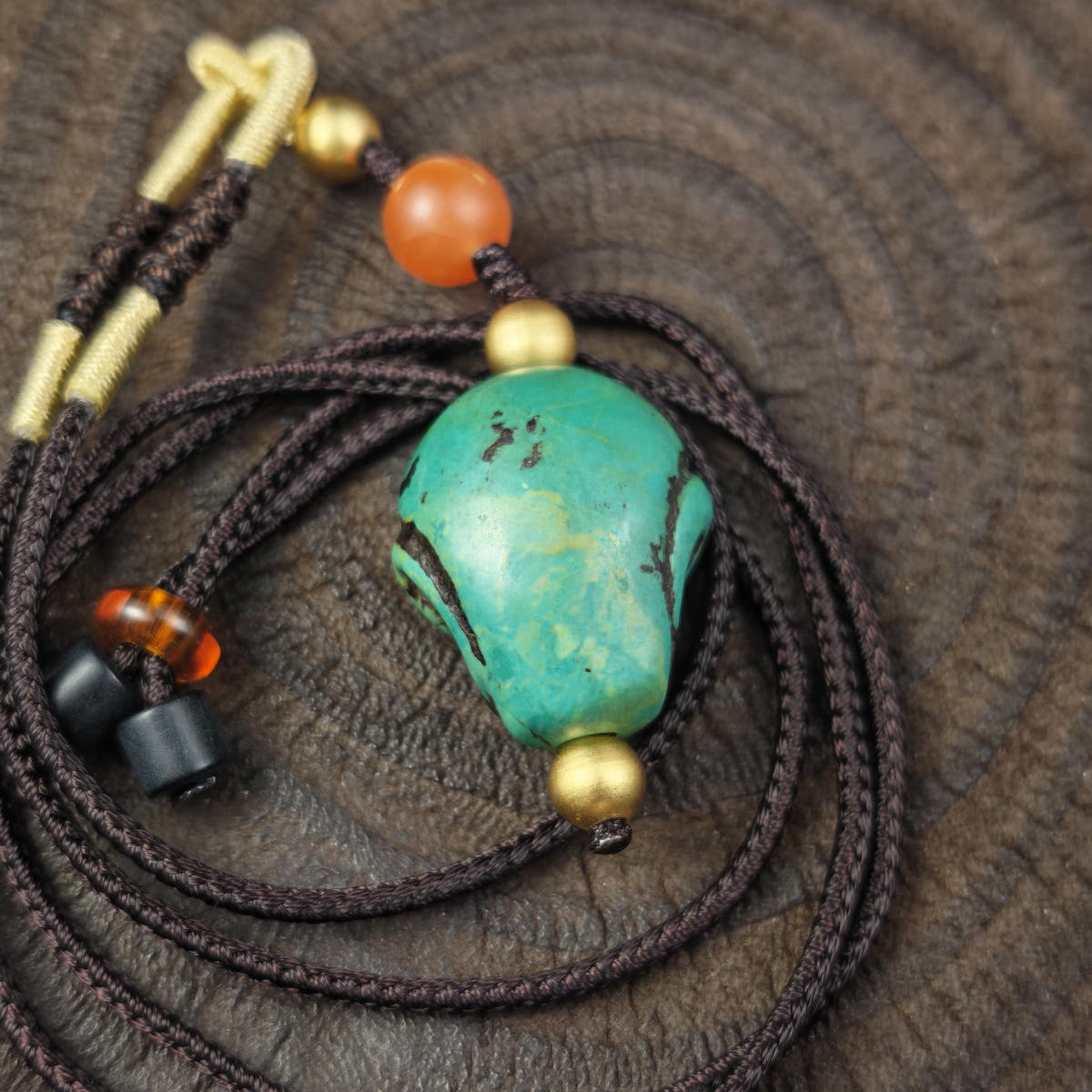 Turquoise Citipati Skull Pendant - Authentic Tibetan Protective Amulet - Decades Old - 23mm × 20mm
