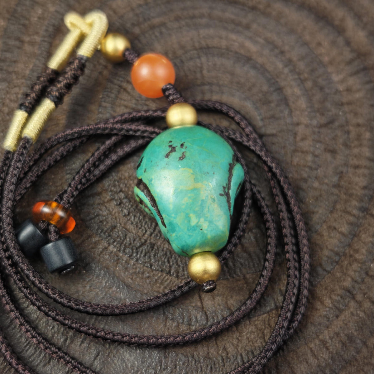 Turquoise Citipati Skull Pendant - Authentic Tibetan Protective Amulet - Decades Old - 23mm × 20mm