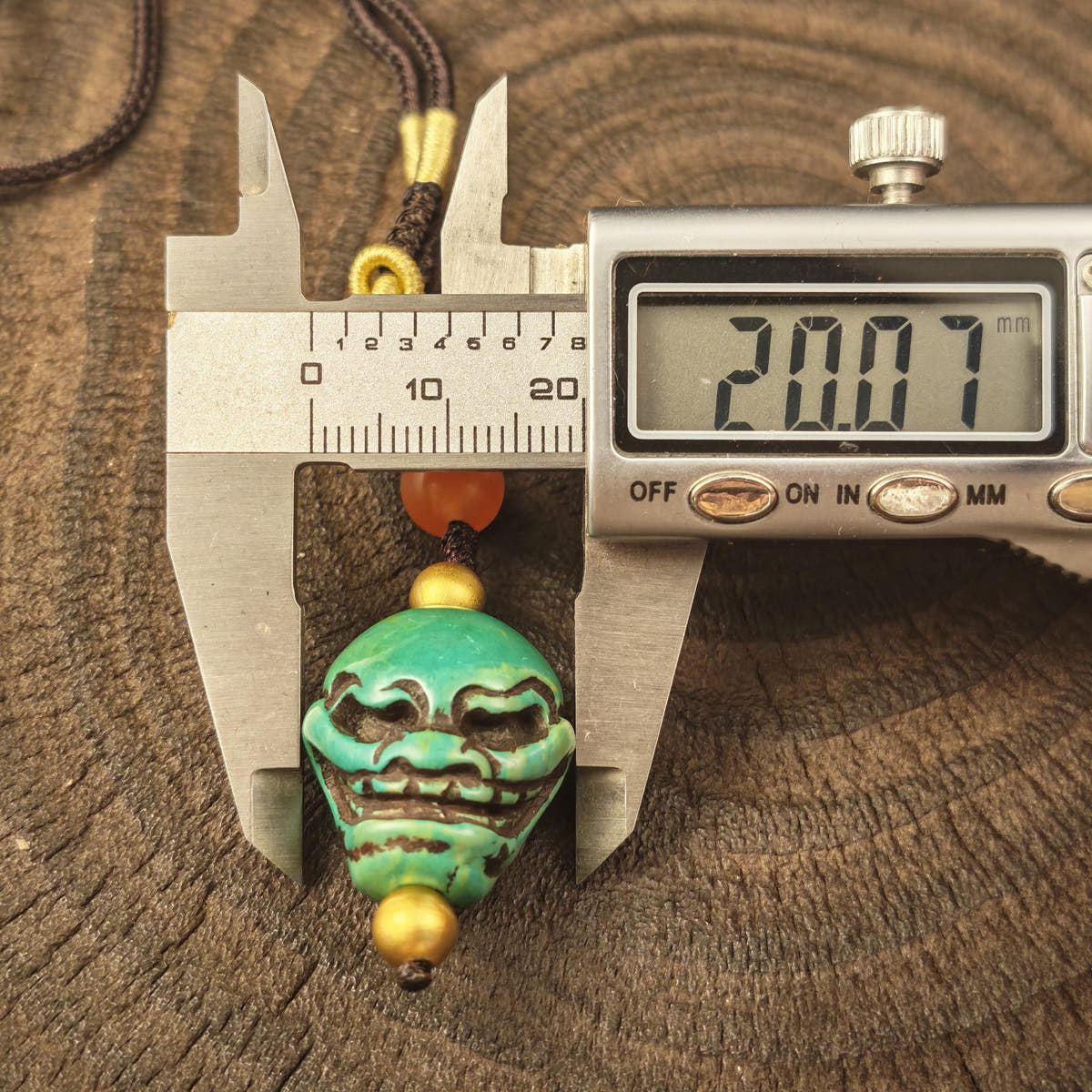 Turquoise Citipati Skull Pendant - Authentic Tibetan Protective Amulet - Decades Old - 23mm × 20mm