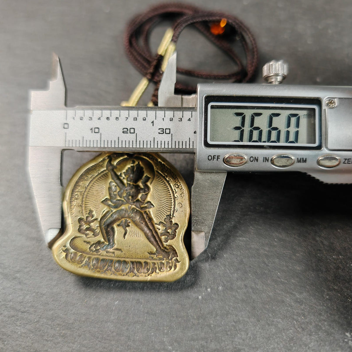 Unique Chakrasamvara Tsa Tsa Mold Amulet, Tibetan Buddhism Protective Charm - Tibetan Buddhist amulet, size reference