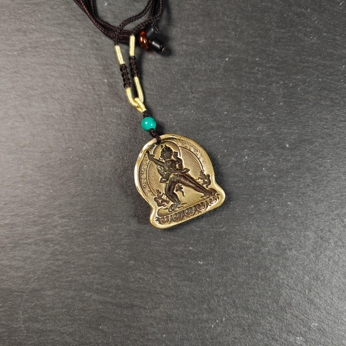 Unique Chakrasamvara Tsa Tsa Mold Amulet, Tibetan Buddhism Protective Charm - Tibetan Buddhist amulet, close-up detail