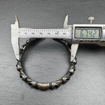 Tibetan Citipati Skull Bangle,Cold Iron Cuff Bracelet - Tibetan Buddhist art, size reference