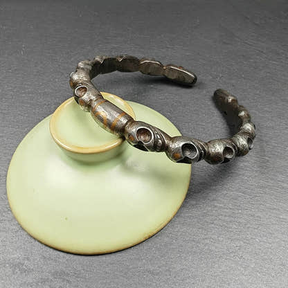 Tibetan Citipati Skull Bangle,Cold Iron Cuff Bracelet - Tibetan Buddhist art, view 4