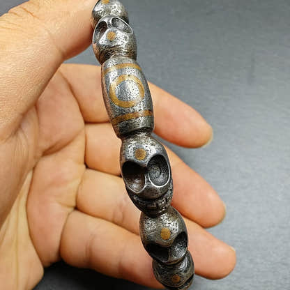 Tibetan Citipati Skull Bangle,Cold Iron Cuff Bracelet - Tibetan Buddhist art, view 7
