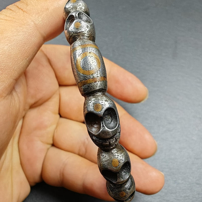 Tibetan Citipati Skull Bangle,Cold Iron Cuff Bracelet - Tibetan Buddhist art, view 7