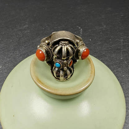 Silver Ring - Tibetan Buddhist vajra, view 7