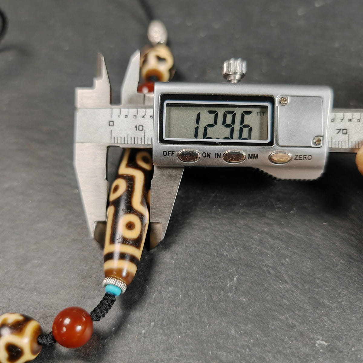 Vintage 9 Eyes Dzi Bead Necklace - Tibetan Buddhist bead necklace, view 11