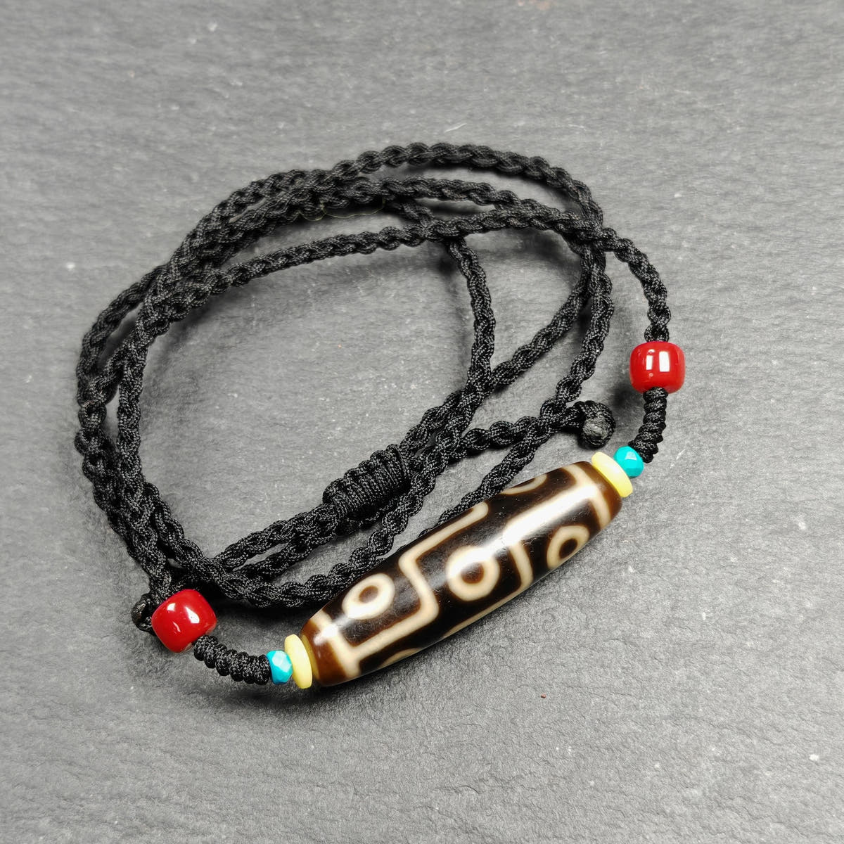 Vintage 9 Eyes Dzi Bead Necklace Tibetan Jewelry 41*11mm - Tibetan Buddhist bead necklace, view 10