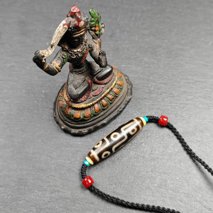 Vintage 9 Eyes Dzi Bead Necklace Tibetan Jewelry 41*11mm - Tibetan Buddhist bead necklace, view 4