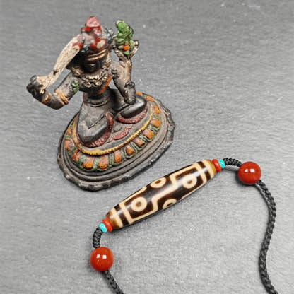 Vintage 9 Eyes Dzi Bead Necklace 53*13mm - Tibetan Buddhist bead necklace, view 4