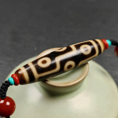Vintage 9 Eyes Dzi Bead Necklace 53*13mm - Tibetan Buddhist bead necklace, view 9