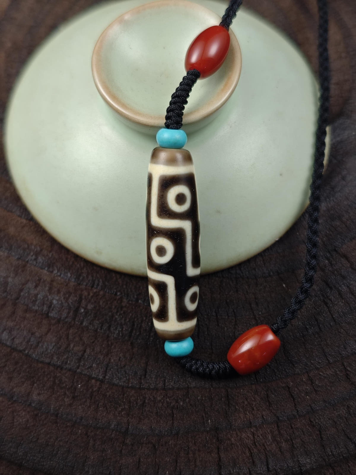 Vintage 9 Eyes Dzi Necklace | Tibetan Jewelry | Protection Charm for Ultimate & Compassion | Spiritual Gift | 40*11mm