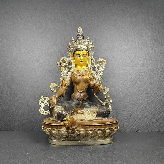 Green Tara Statue - Handmade Tibetan Buddha Statue - Tibetan Buddhist statue, front view