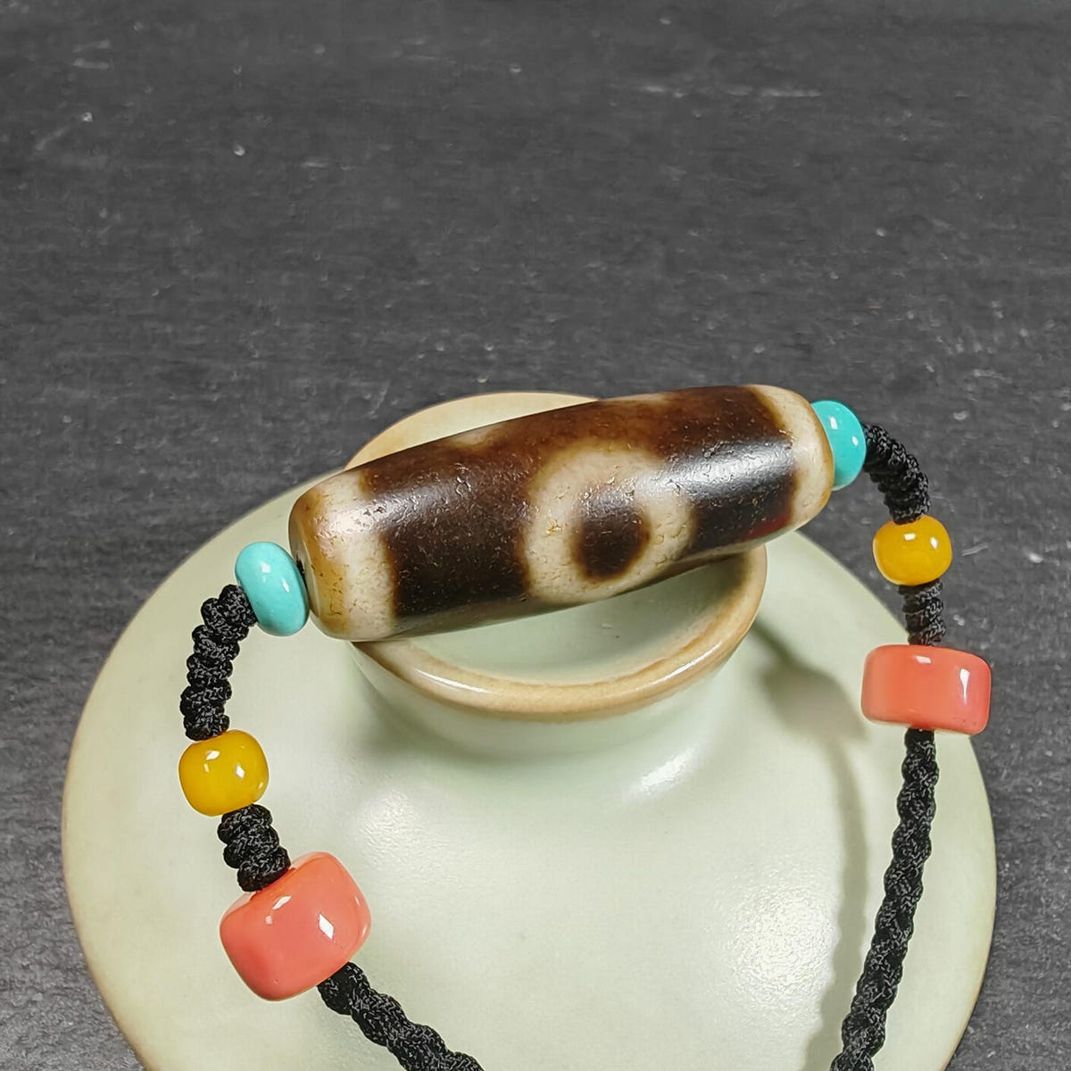 Vintage Nobleman/aristocrat Dzi Bead Necklace - Tibetan Buddhist bead necklace, view 8