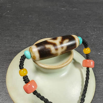 Vintage Nobleman/aristocrat Dzi Bead Necklace - Tibetan Buddhist bead necklace, view 9