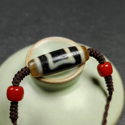 Vintage Sky Earth Dzi Bead Necklace - Tibetan Buddhist bead necklace, view 11