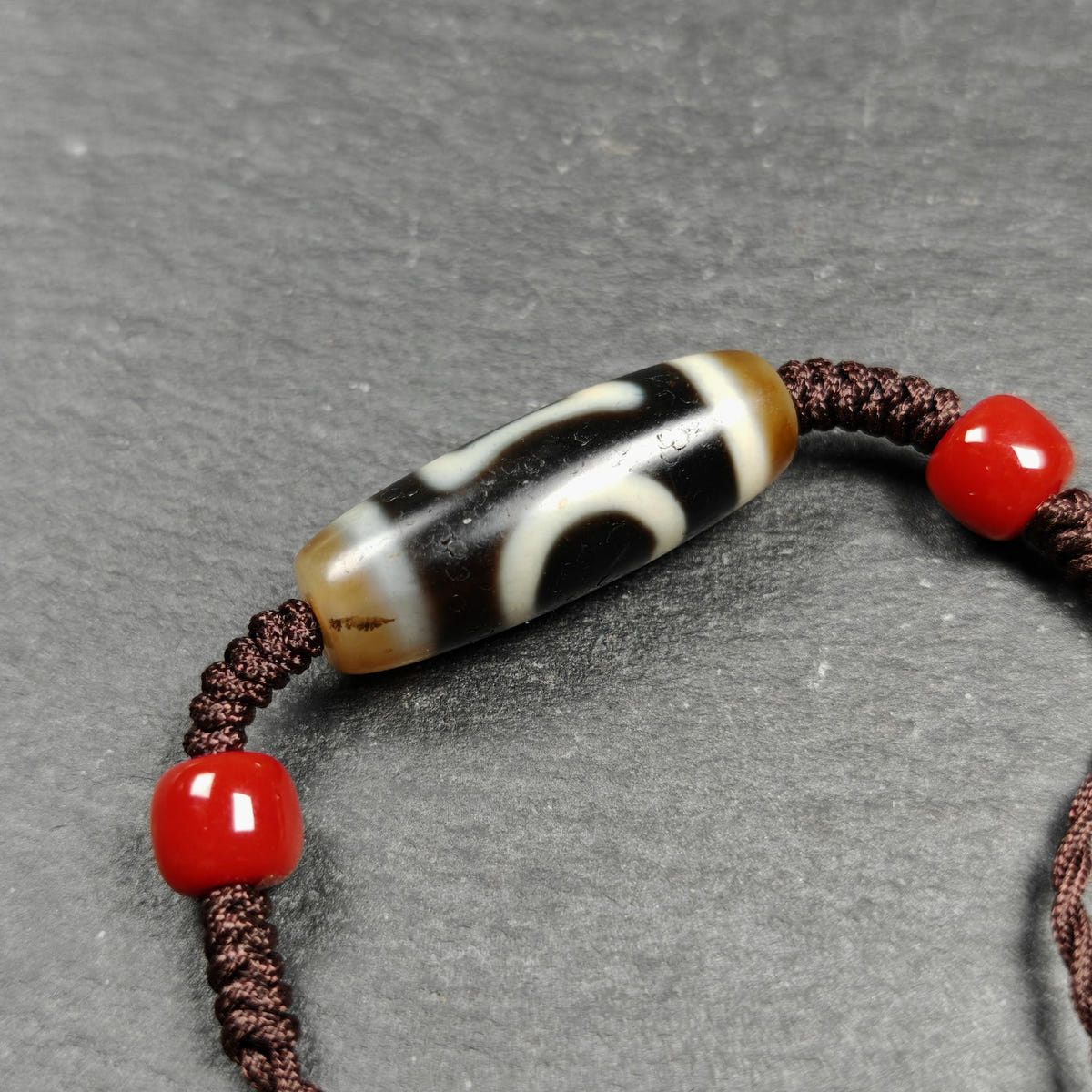 Vintage Sky Earth Dzi Bead Necklace - Tibetan Buddhist bead necklace, view 4