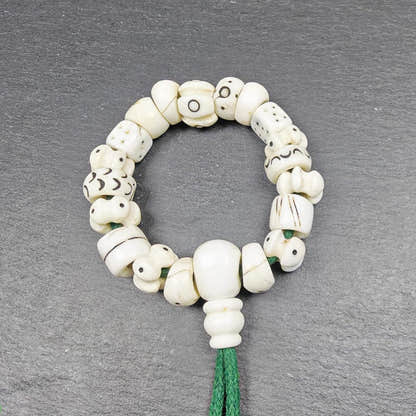 14mm Conch Shell Wrist Mala - Tibetan Buddhist mala beads, size reference