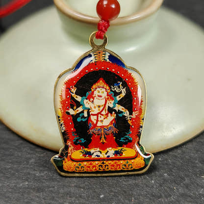 White Mahakala Amulet | Vintage Tibetan Protective Pendant | Sacred Buddhist Talisman, Wealth & Spiritual Gift - 36mm